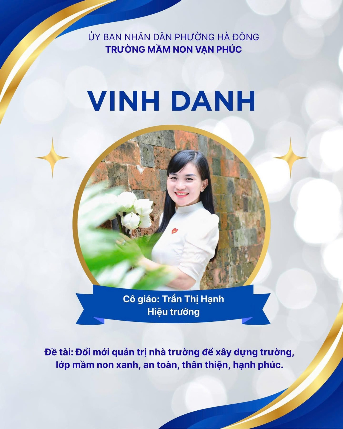 Trường MNVP chúc mừng 6 SKKN được xếp loại cấp thành phố